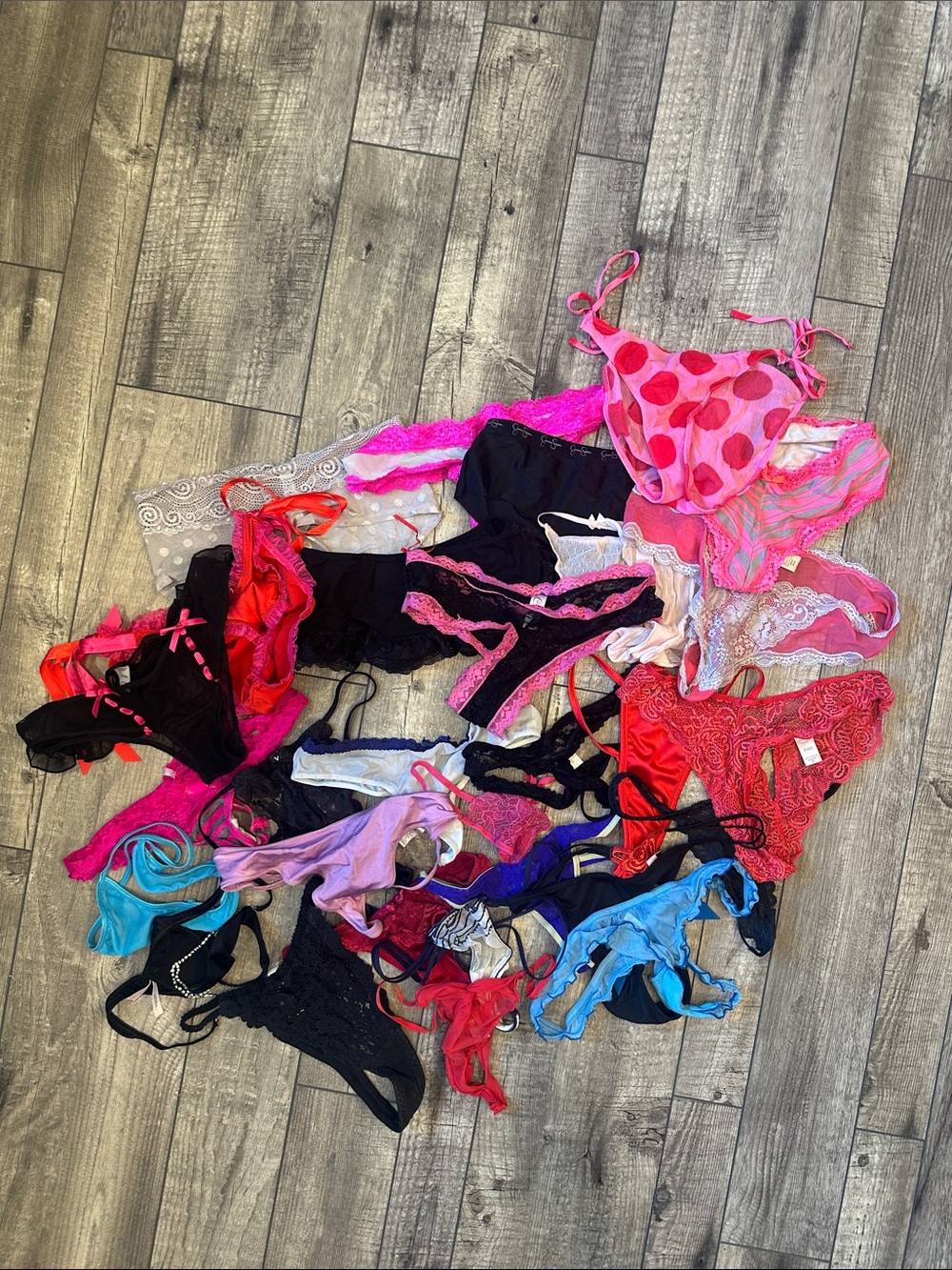 Mixed Women’s Intimates (panties/thongs) - Assorted Pink, Red, Black, Blue